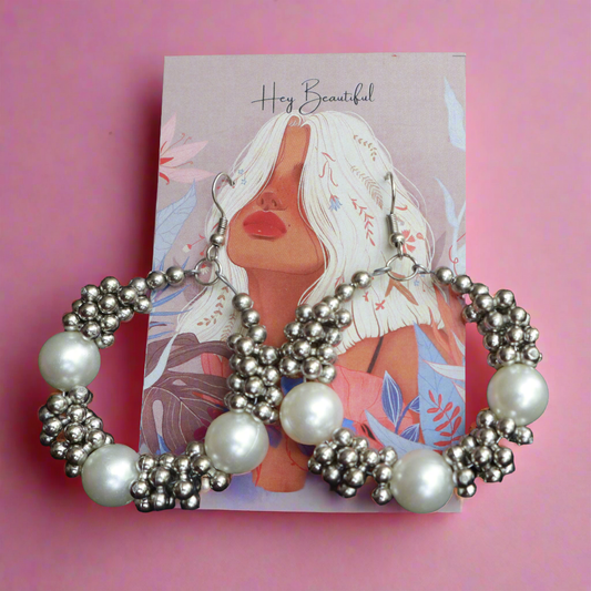 Luna Pearl Silver Hoops